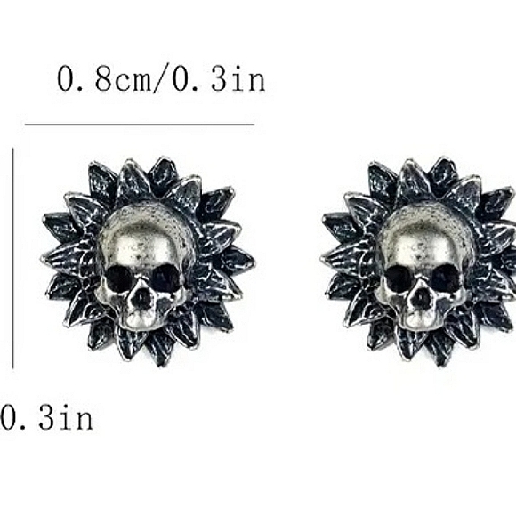Sunflower skull studs - Picture 4 of 4